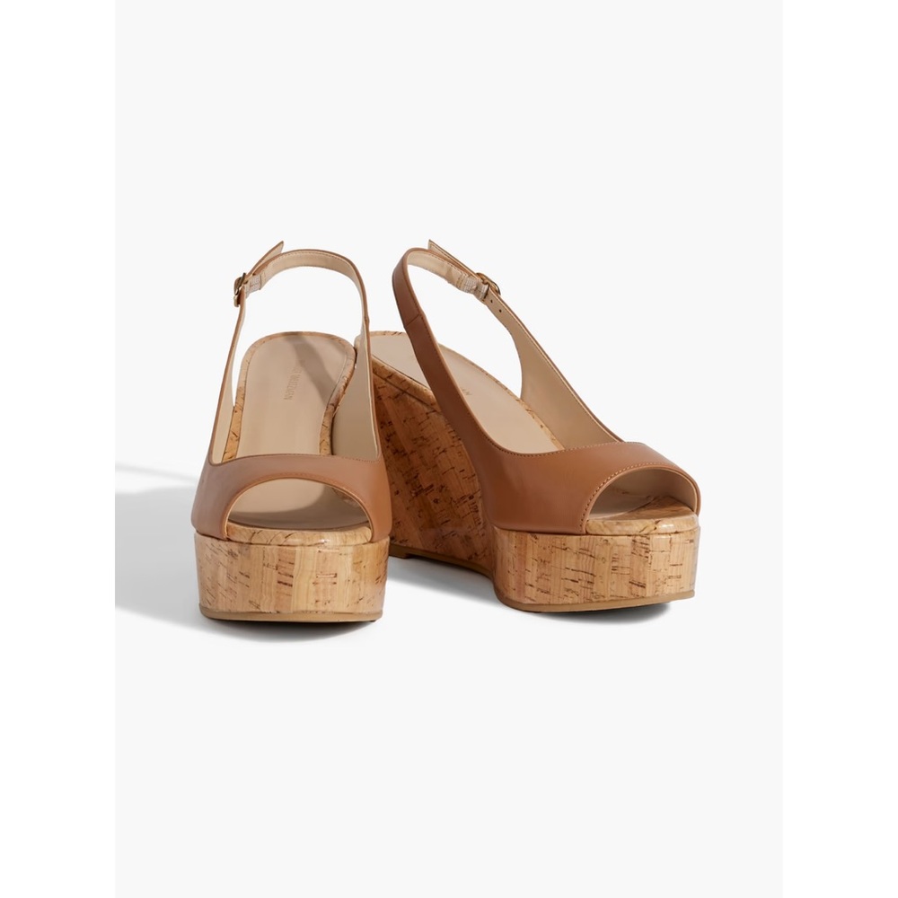 Stuart Weitzman Tan Cork Wedge Slingback Sandals 9.5 never worn - Picture 2 of 7